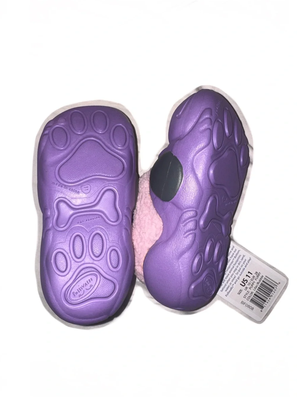 2008 Polliwalks Kids Purple Dog Slippers